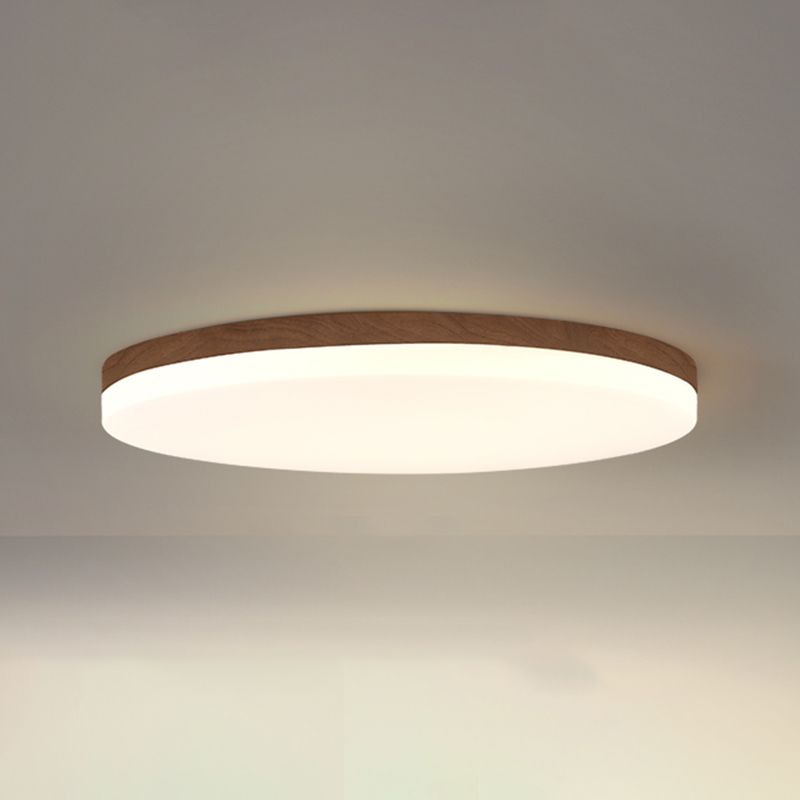 Wood Modern Flush Mount Geometric Shape LED Ceiling Light with Acrylic Shade for Bedroom