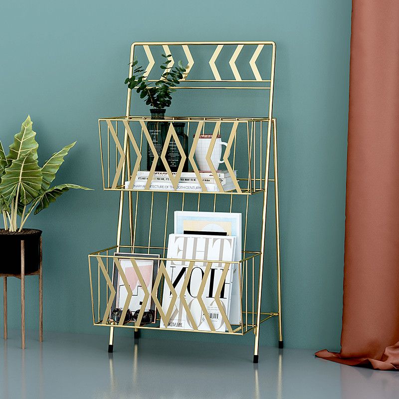 Contemporary Bookshelf Metal Vertical Shelf Bookcase for Living Room