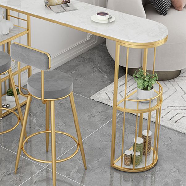 Contemporary Stone Bar Table Set 1/3 Pieces Bar table with Upholstered Stools for Indoor