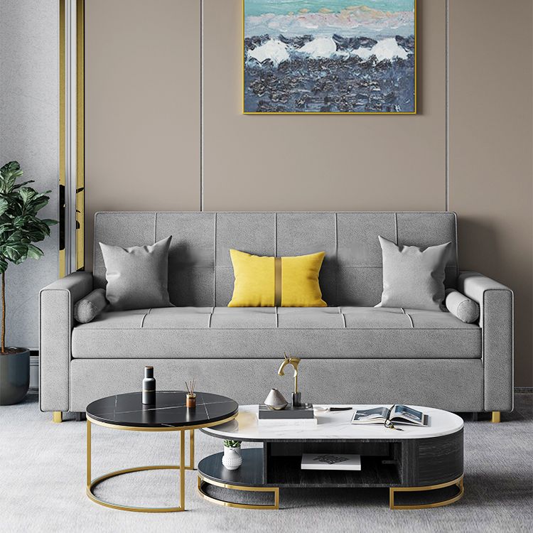 Scandinavian Futon Sofa Bed Upholstered Cushion Back Square Arms Sleeper Sofa