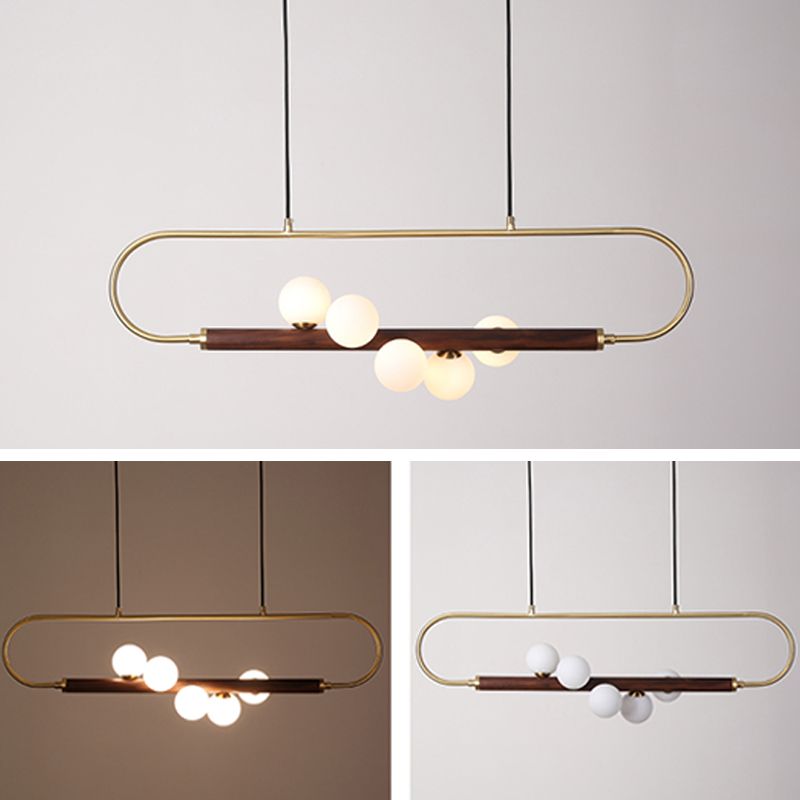 Luces de isla esféricas de estilo creativo moderno luces colgantes de madera