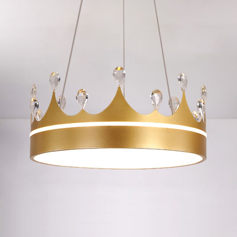 Crown kroonluchter licht modernisme metaalroze/blauw/goud led gesuspendeerde verlichtingsarmatuur met kristaldeco