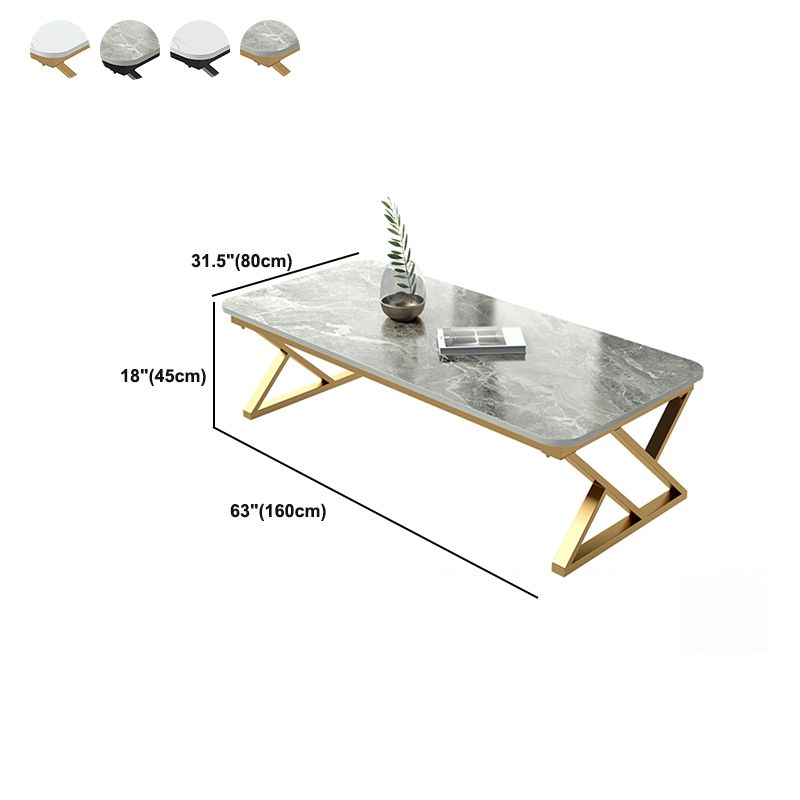 17.7" Tall Glam White/ Grey Slate Top Coffee Table for Living Room