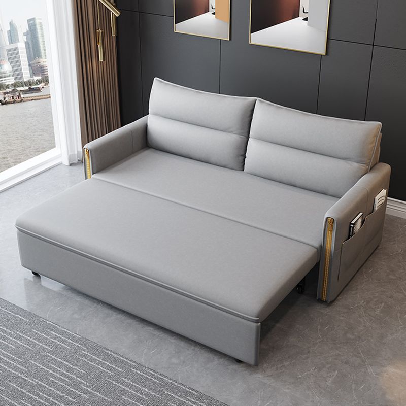 Stain Resistant Faux Leather Contemporary Bed Sofa Couch in Grey