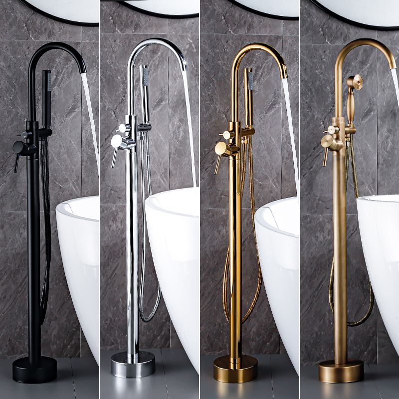 Floor Mount Tub Faucet Single Handle Metal Freestanding Faucet - 46.5" H