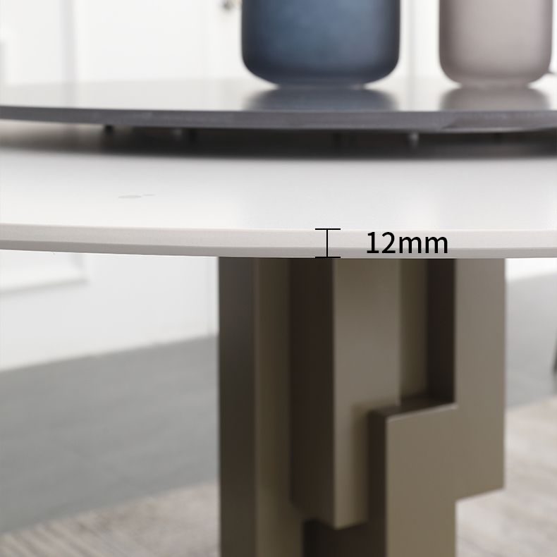 Modern Dinette Set 1/3/4/5/7 Pieces Round Sintered Stone Dining Table Set with Turntable