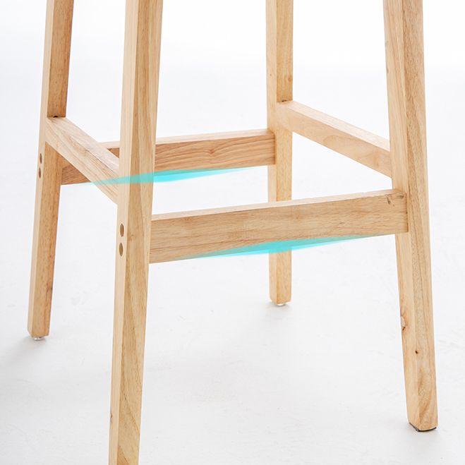 Industrial Backrest Armless Counter Stool Wood Cafe Bar Stool with Pedal and Cushion