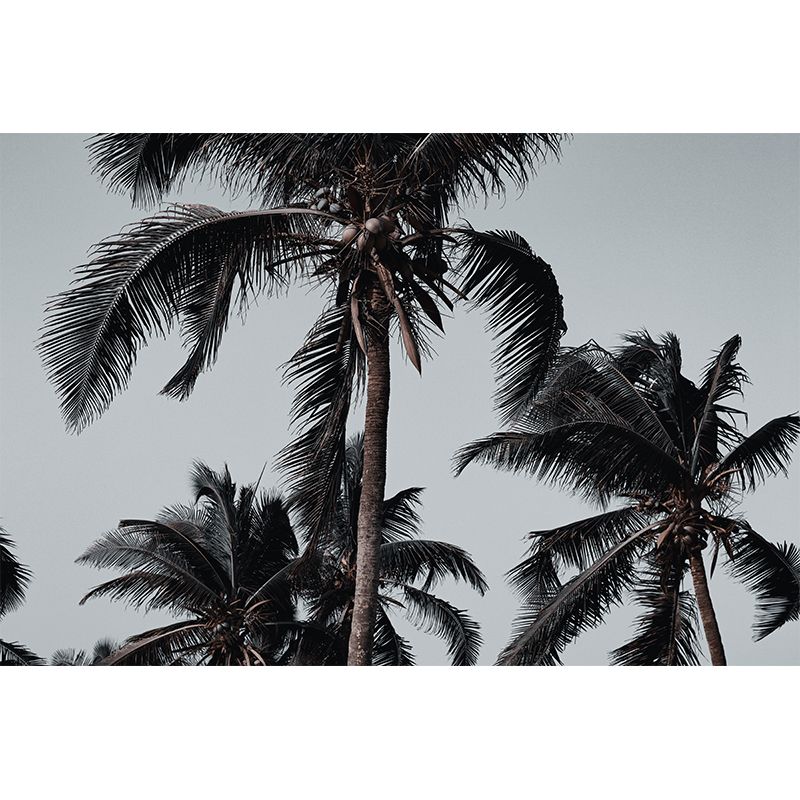 Tropical Trees Mural Moisture Resistant Wall Covering for Dining Room, Custom Size Available