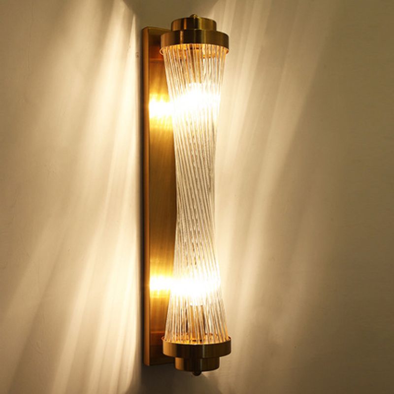 Adjustable Geometric Shade Wall Sconce Modern Crystal Wall Mount Light Fixture in Gold