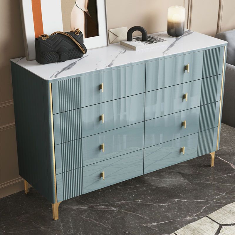 Modern Stone Top Dresser Horizontal Storage Chest with Drawer for Bedroom