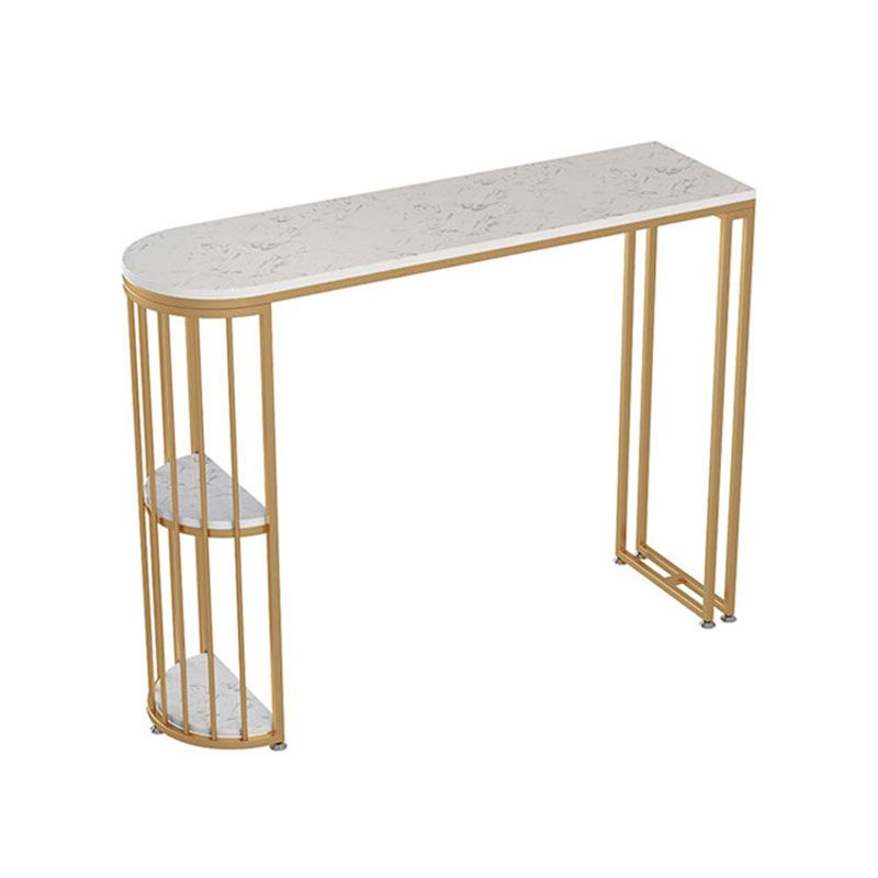 Restaurant Glam Style Marble Bar Table 42-inch Height Gold Base Bar Table