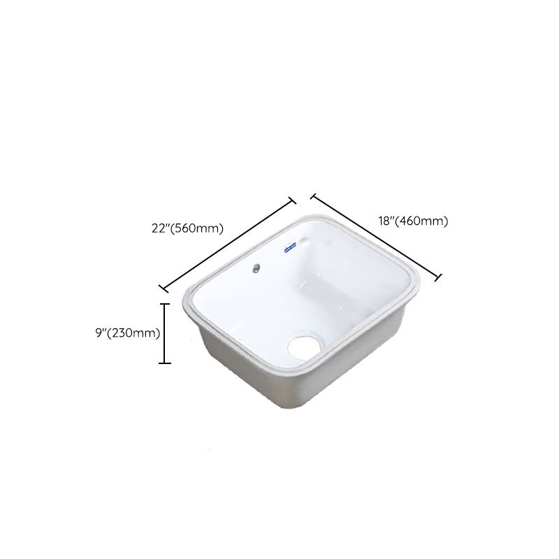 Modern Bathroom Sink Porcelain with Overflow and Drain Assembly Undermount Vanity Sink