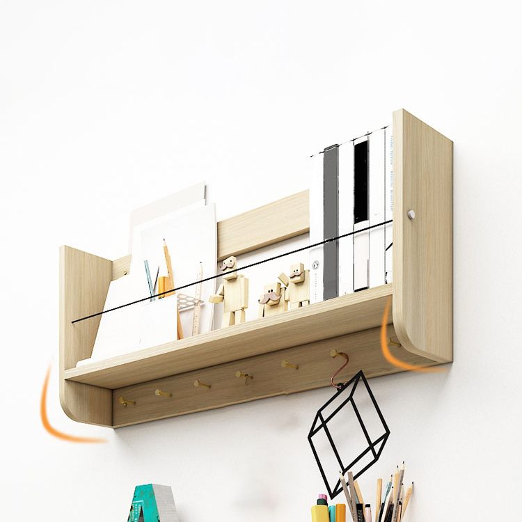 Contemporary Wood Bookshelf Closed Back Wall Mounted Bookcase for Home Office
