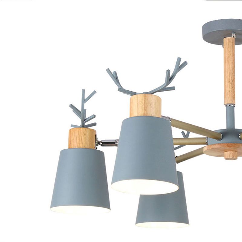 Moderne kreative makkaron Anhänger helle hölzerne geometrische Hanglampe mit Schmiedeeisenschatten