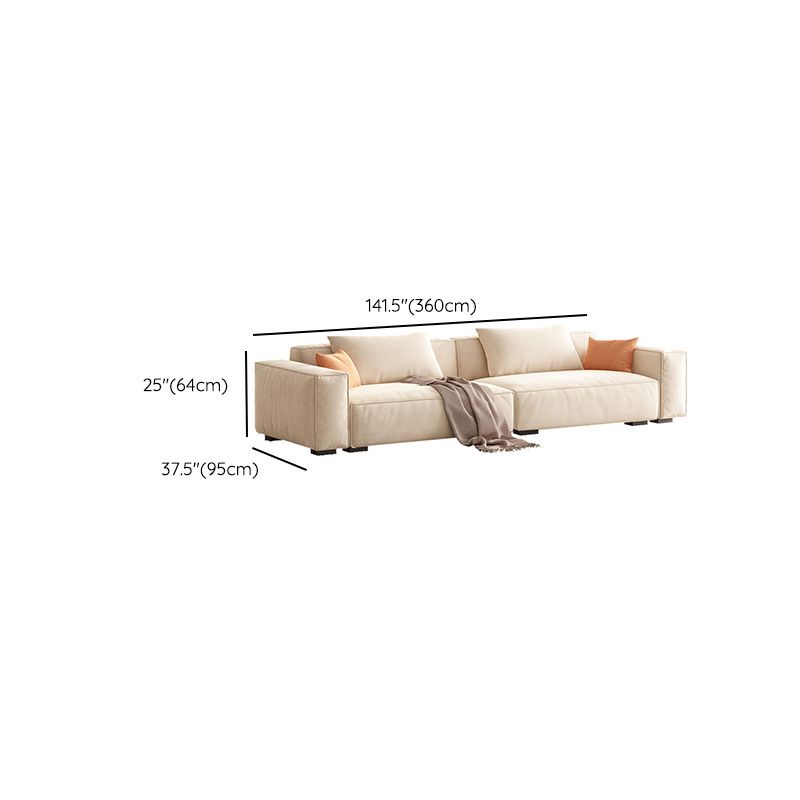 Velvet Square Arm Sofa Modern Sofa with Pillows in White 37.40" W
