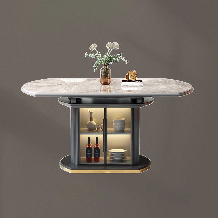 Modern Stone Foldable Dining Table with Lockers for Dining Room