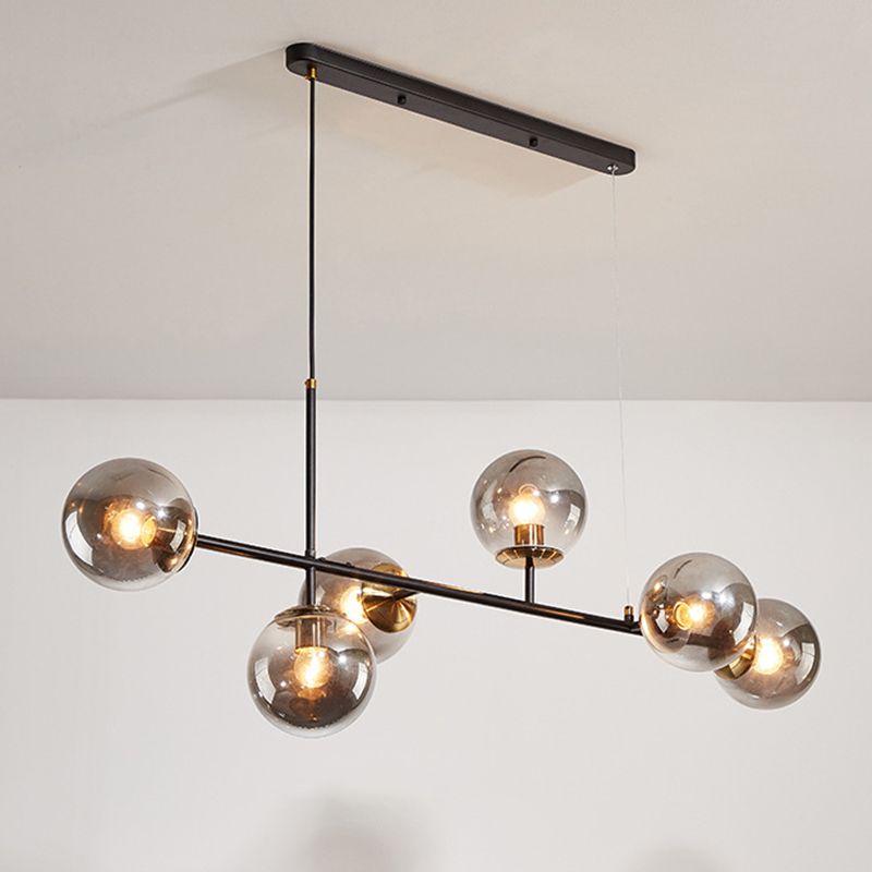 Minimalist-Style Orb Island Lighting Fixture Glass Dinning Room Island Pendant Light