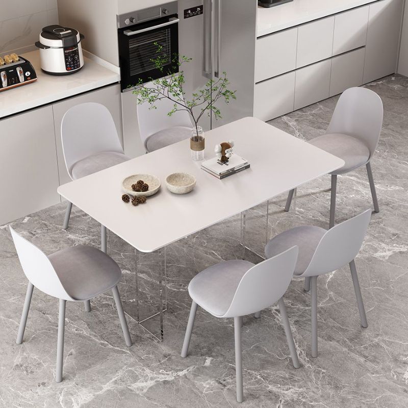 1/2/5/7 Pieces Modern Sintered Stone Top Dining Acrylic Base Set for Home