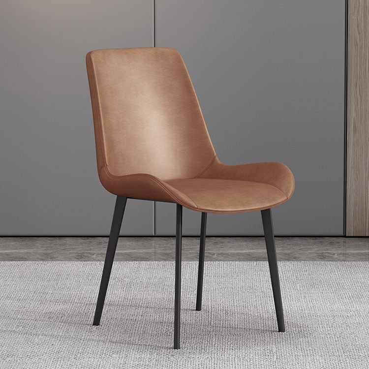 Modern Style Dining Side Chair Armless Chair for Kitchen with Steel Legs