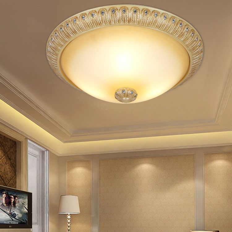 Dome Living Room Wall Sconce Rustic Frosted Glass 3 Bulbs Gold Wall Lighting Idea, 16"/19.5" Wide