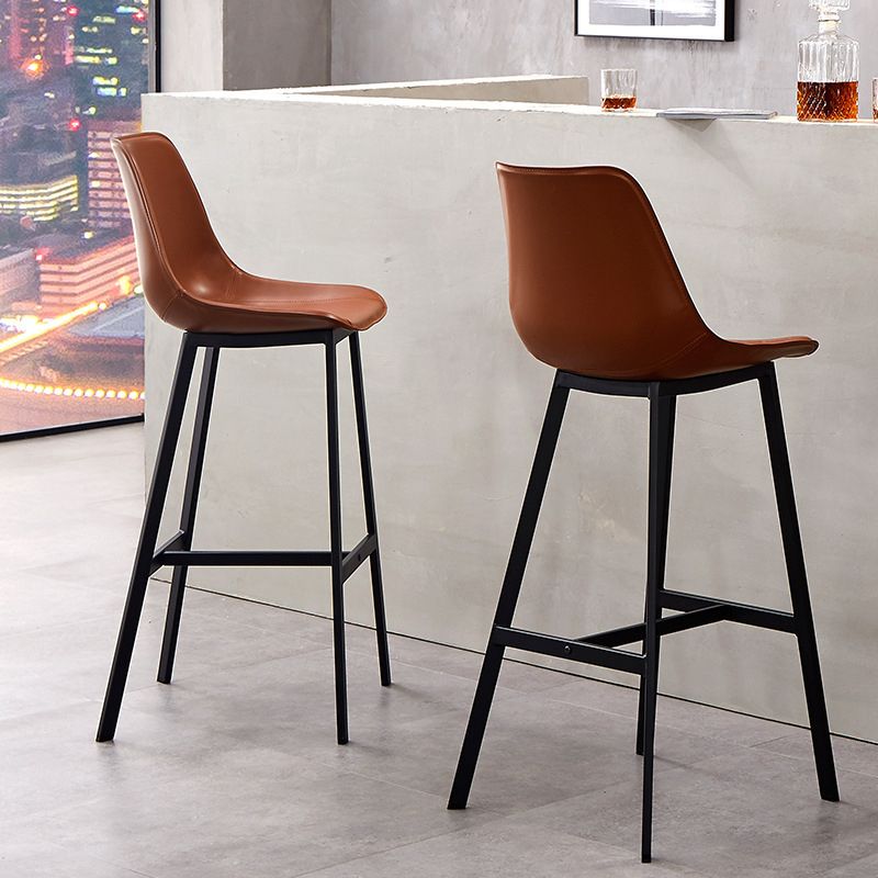 Leather Bar Stool Modern Backrest Counter Stool for Dining Room
