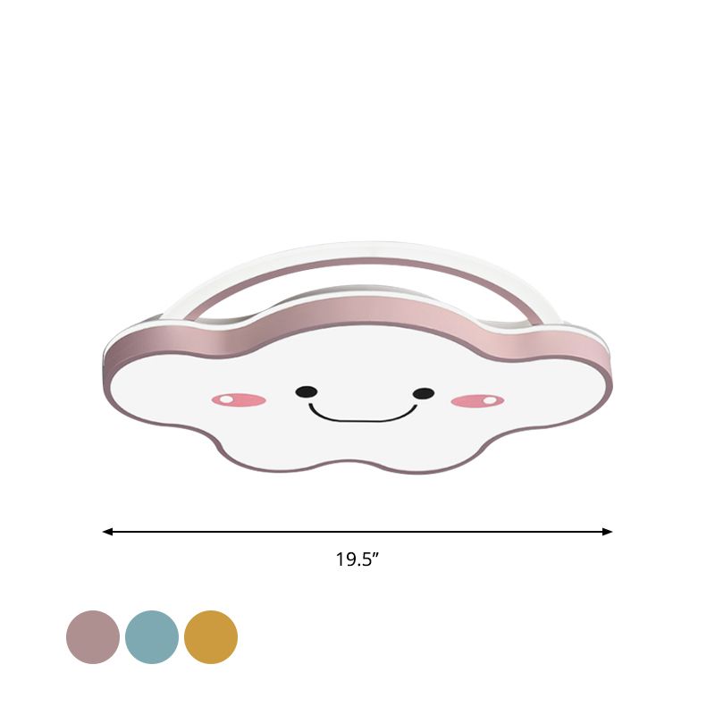 Acrylic Cloud Flush Mount Ceiling Lamp Cartoon Gold/Blue/Pink LED Flush Light Fixture in White Light, 19.5"/25.5" Wide
