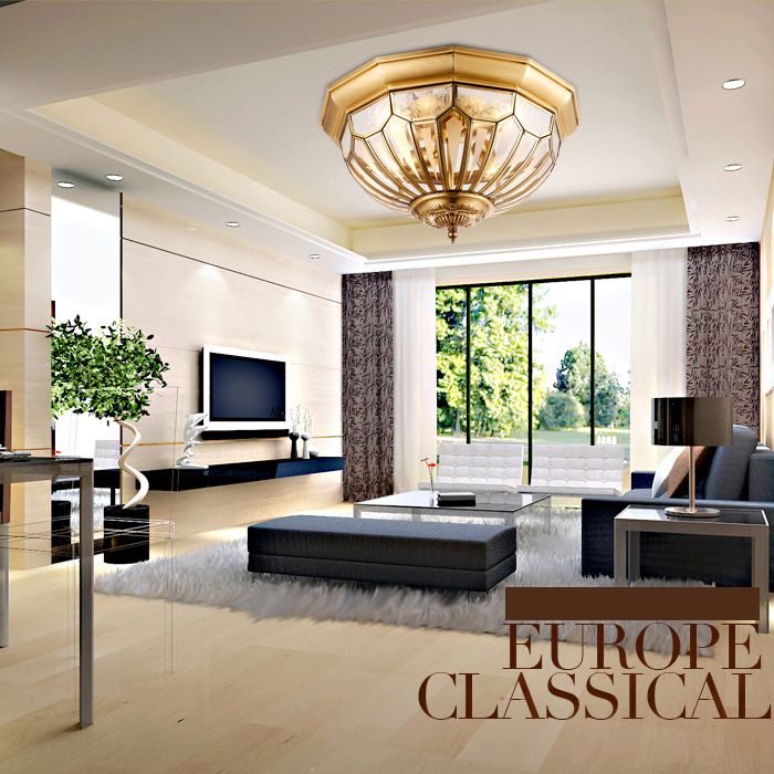 Brass Flush Ceiling Light Fixture Classic Glass Faceted Flush Mount Ceiling Fixture