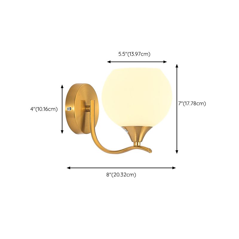 Modern Metal Wall Sconce Dome Shape Vanity Lamp with Glass Shade for Bathroom