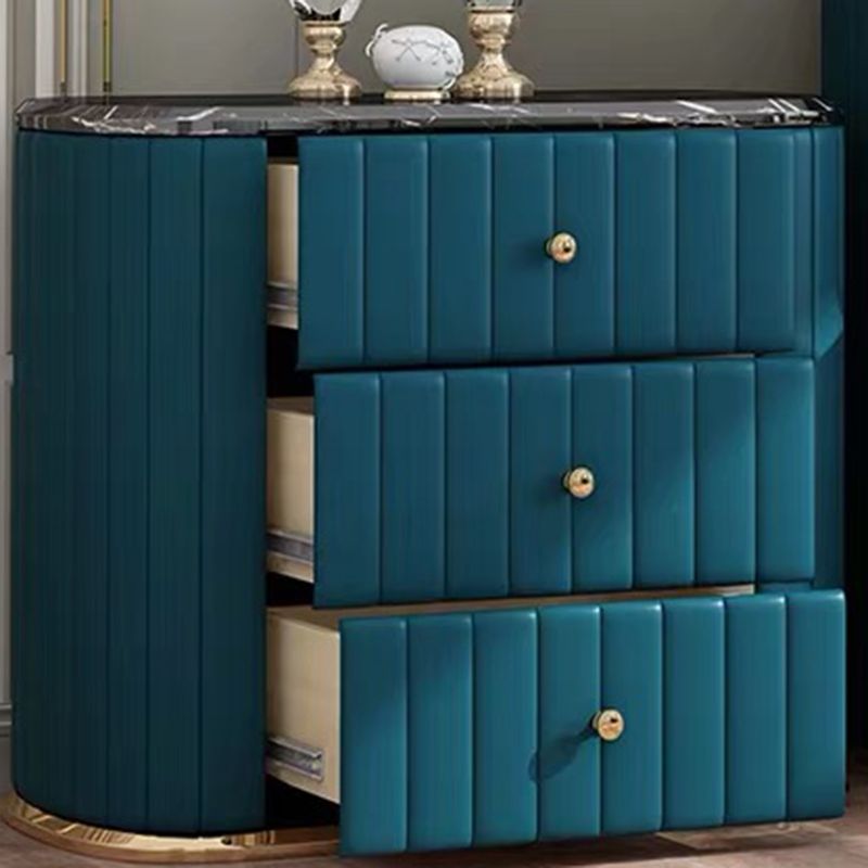 Glam Stone Bedroom Storage Chest Vertical Chest in Blue with Drawers