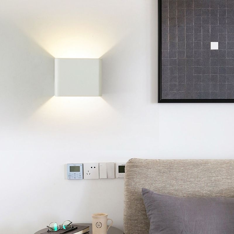 Square Wall Light Fixture Modern Metal 1 Light in Black/White