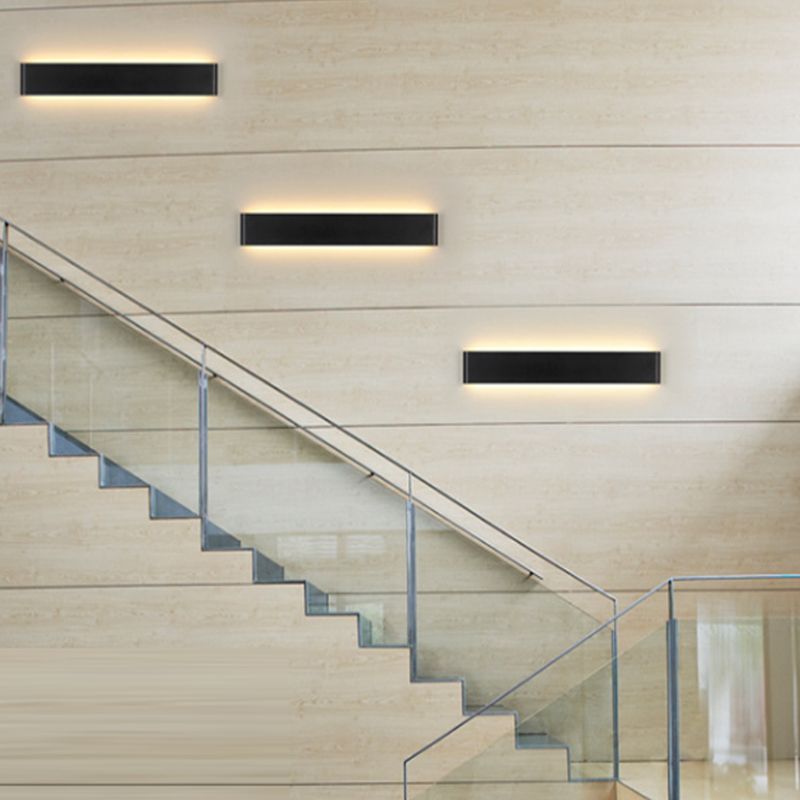 Great Room LED Wall Lamp Modernism Black/White Sconce Light Fixture with Rectangular Metal Shade