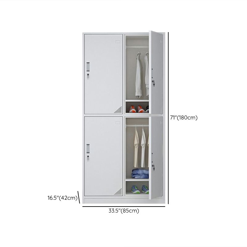 Modern Style Gray Storage Cabinet with Hinged Doors Metal Cabinet for Bathroom