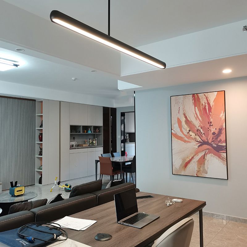Modern Minimalist Linear Island Pendant Lights Metal 1 Light Chandelier Lighting