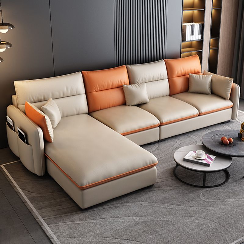 66" Wide Contemporary Sectional Sofa Leather L-Shape Sectionals