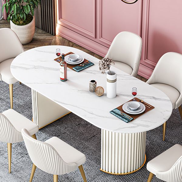 Oval Double Pedestal Dining Table Stone Furniture for Dining Room Home