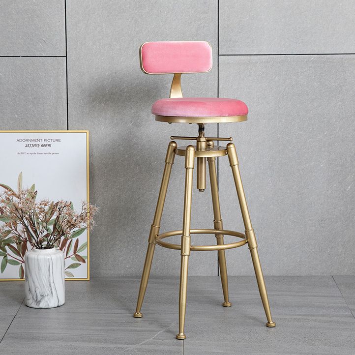 Glam Rotatable Liftable Counter Stool Iron Cashier Bar Stool with Cushion and Pedal