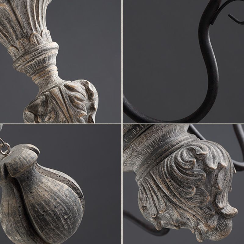 American Vintage Candelabra Resin Kroonluchter metaal Gooseneck arm Suspensie Verlichtingsarmatuur voor woonkamer