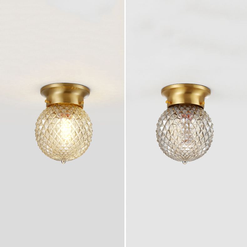 Glass Ceiling Light Fixture Simplistic Gold Round Aisle Ceiling Fixture
