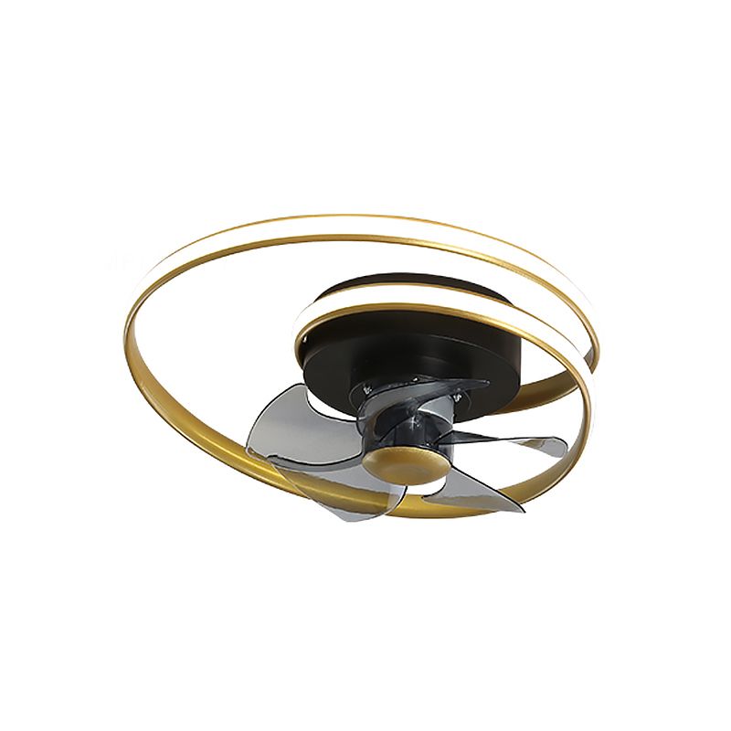 Einfacher Spiralkreis Lüfterbeleuchtung Acryl 18 "W LED Schlafzimmer Halbflush -Leuchte in Schwarz und Weiß/Schwarz und Gold, 5 Klingen