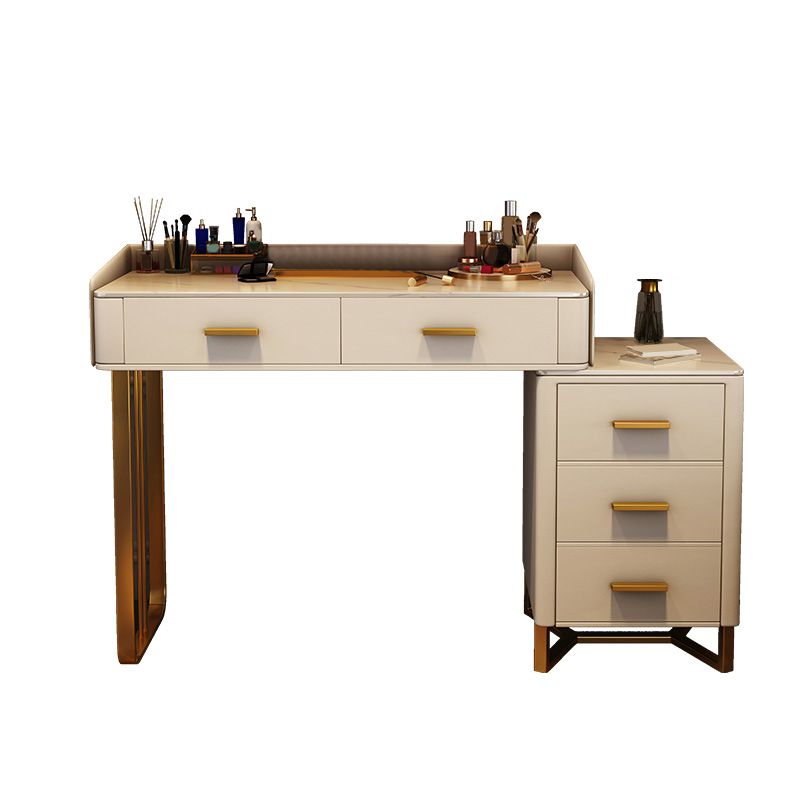 Black/White Make-up Vanity Luxurious Stone Top Dressing Table