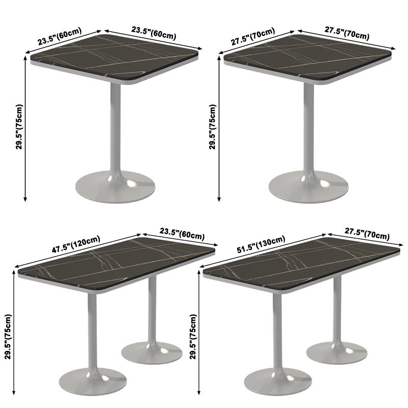 Mesa de comedor de piedra sinterizada de estilo industrial, mesa cuadrada y rectangular con base metálica para el hogar