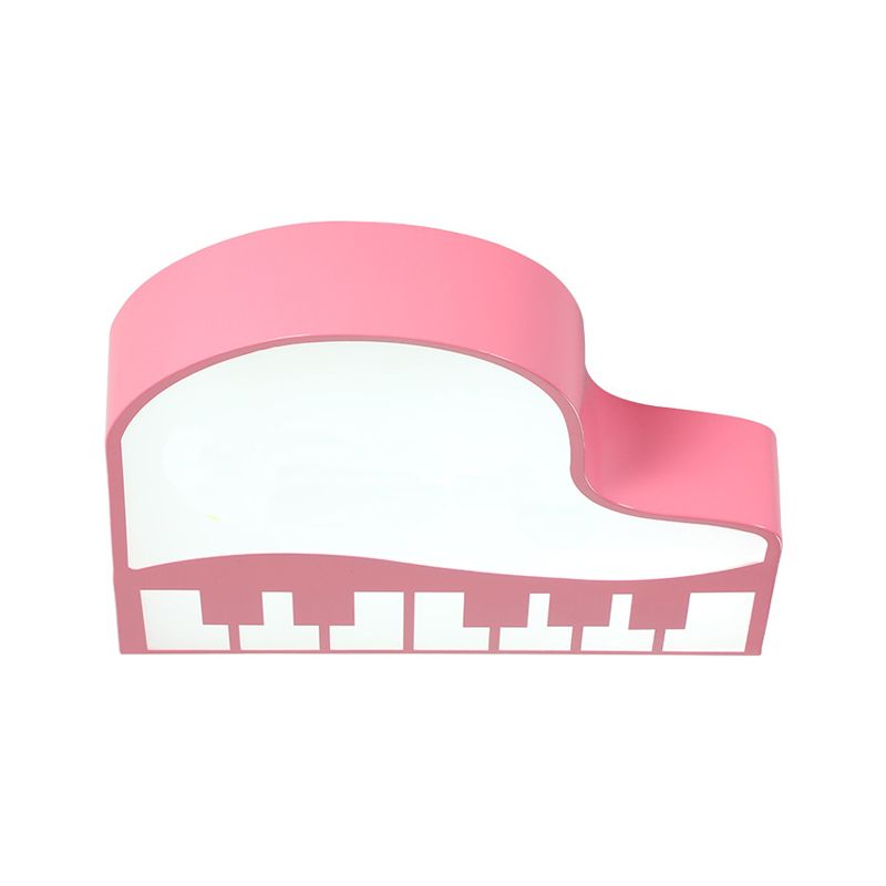 Modernist Piano Shaped Flush Pendant Light Acrylic Kindergarten LED Flush Mount Ceiling Lamp in Pink