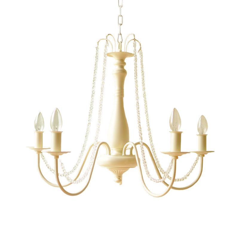 K9 Crystal Ivory Hanging Chandelier Scrolled Arm 5 Lights Traditionalism Down Lighting Pendant for Living Room