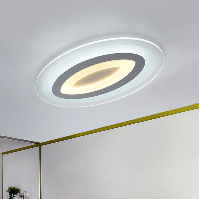 White Oval LED Flush Mount Fixture Minimalist Acrylic LED Flush Mount Lighting for Living Room