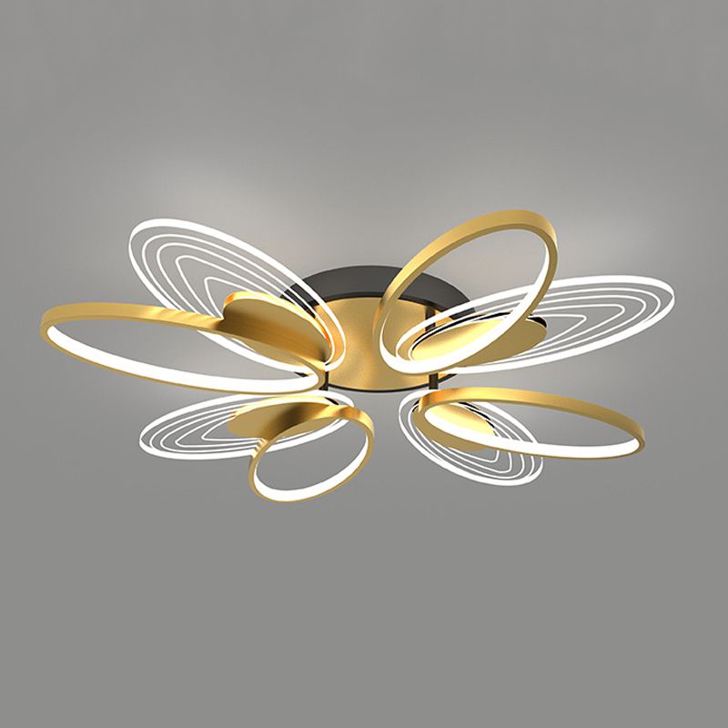 Forma de la flor de metal al ras del techo de techo moderno múltiples luces de montaje al ras en oro