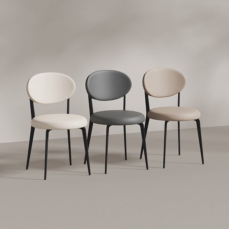 Faux Leather and Metal Industrial Open Back Armless Dining Chairs