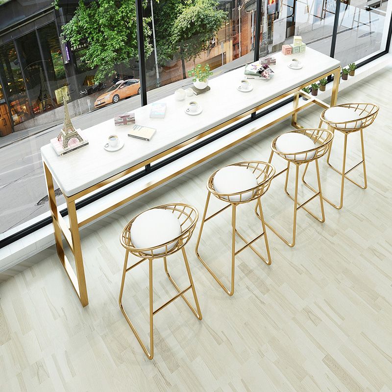 White Glam Style Counter in Faux Marble and Iron Milk Tea Shop Bar Table