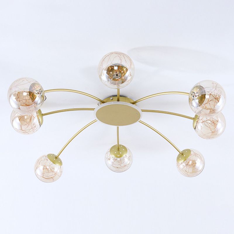 Bola de vidrio Flush Luz de techo de estilo moderno Montaje Montaje de montaje en oro en oro