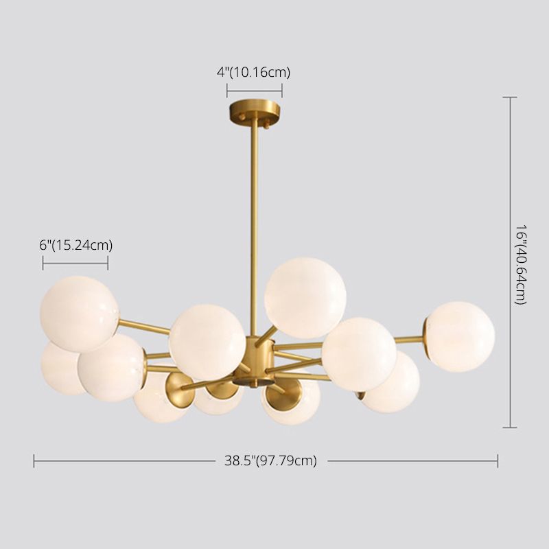 Lámpara de lámpara de lámpara de globo de vidrio accesorio de iluminación de araña minimalista en blanco