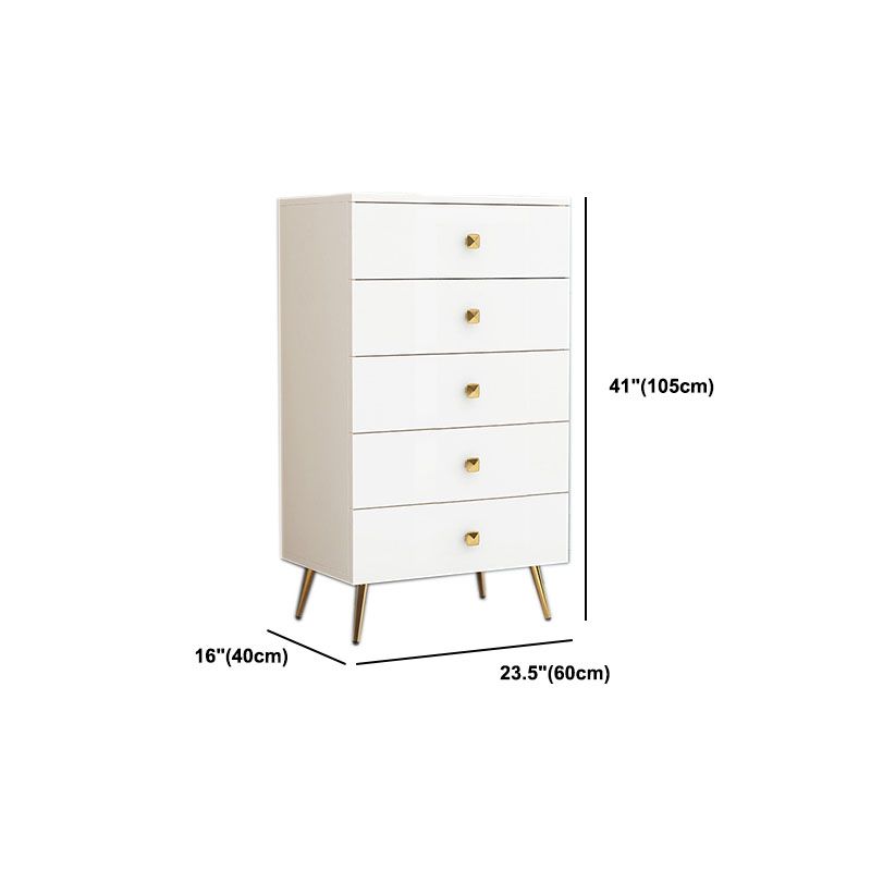 Classic Glam White Storage Chest Vertical Wood Dresser for Bedroom
